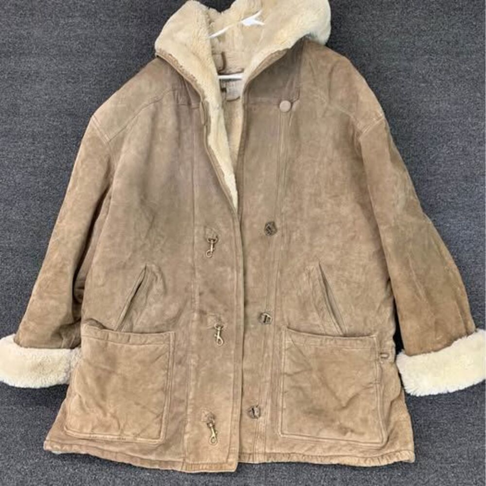90s Charles Klein Suede and Faux Fur brown Jacket Size XL